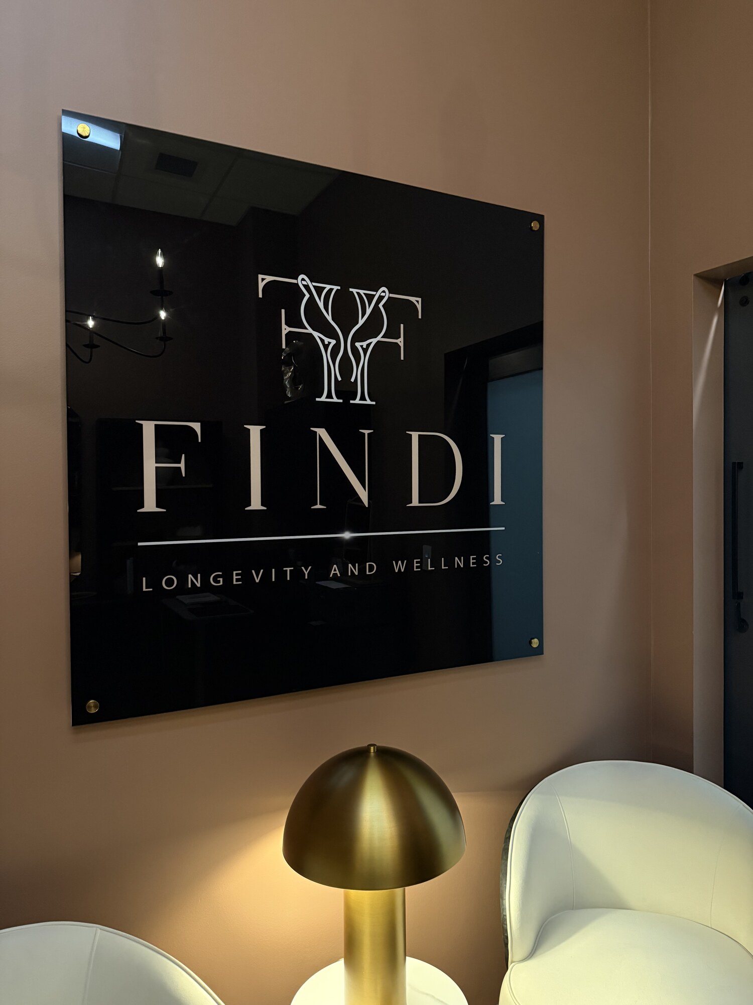 Findi Longevity and Wellness signage in the lobby